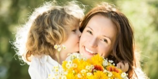 Mom and daughter with flowers